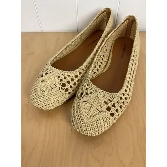 Lucky Brand Women's Avelly‎ Square Toe Macrame Cream Color Flats NWOB Size 11 - Picture 4 of 7